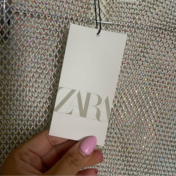 ZARA | NWT! Rhinestone Diamonds Mesh Maxi Dress Size: Large - Zara Blogger Fav - Picture 9 of 10